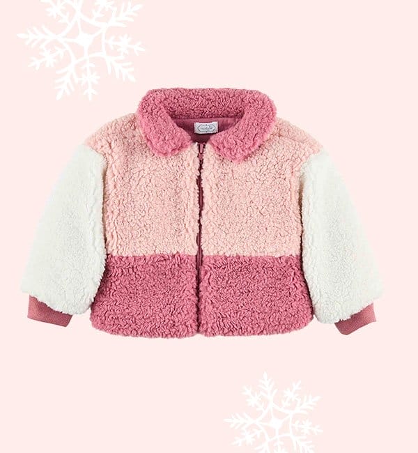 GIRLS' COLOR BLOCK SHERPA JACKET