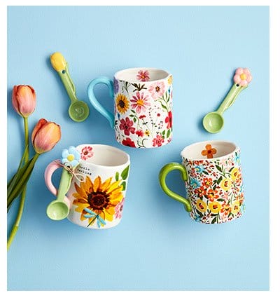 FLORAL MUG WITH SPOON
