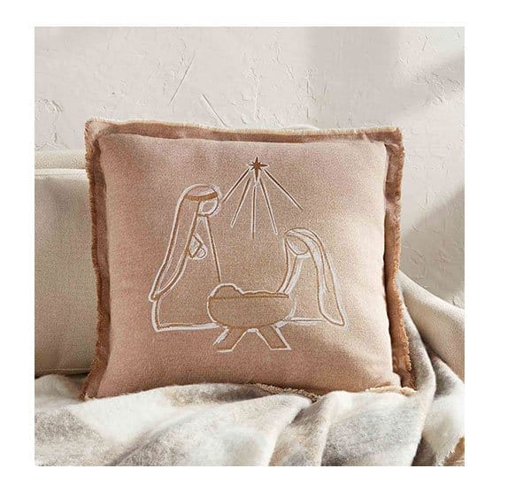 GOLD PRINTED NATIVITY PILLOW