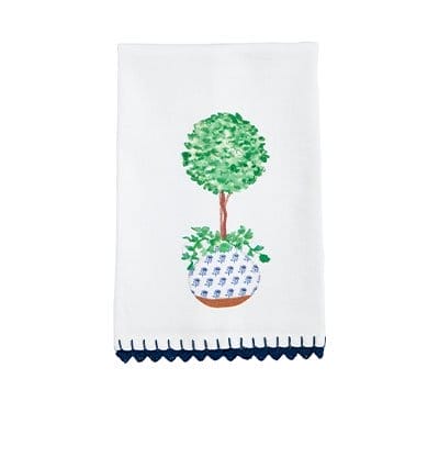 TOPIARY PLANT BLUE TRIM TOWEL