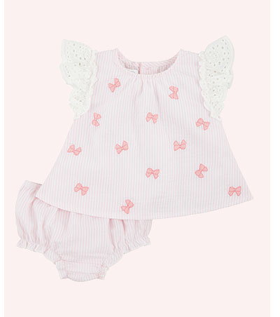 EMBROIDERED BOW PINAFORE SET