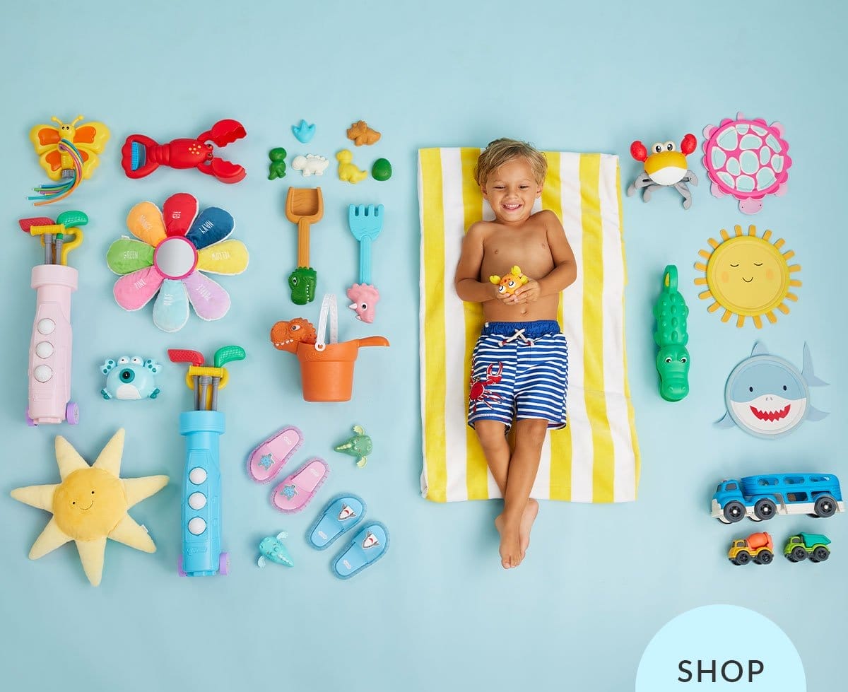 Mud Pie's Kid's Beach clothes and toys