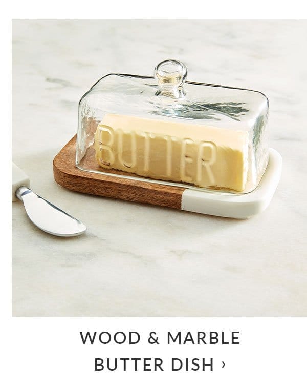 Wood and marble butter dish