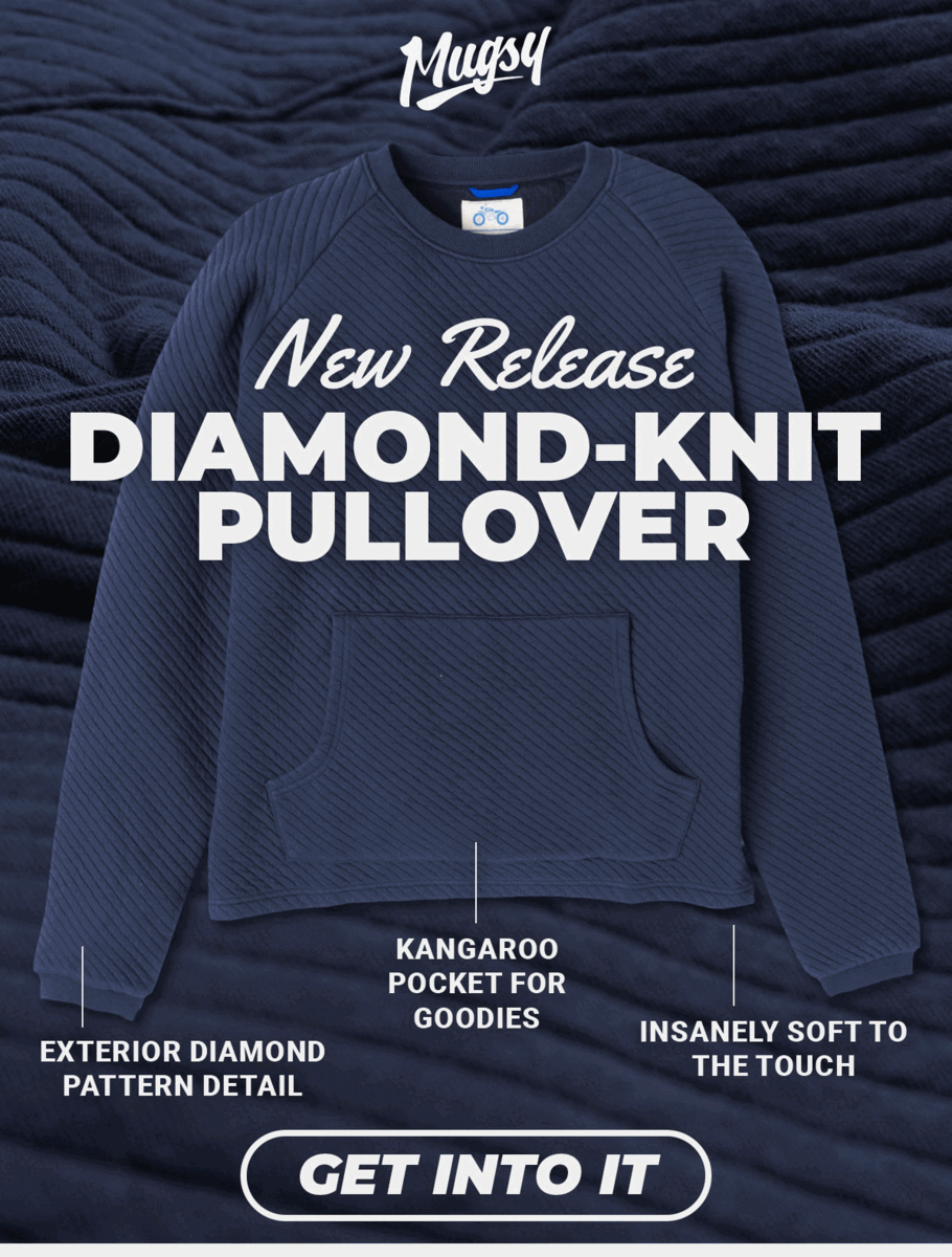 New Release - Diamond-Knit Pullover. Exterior diamond pattern detail. Kangaroo pocket for goodies. Insanely soft to the touch. Button: Get into it