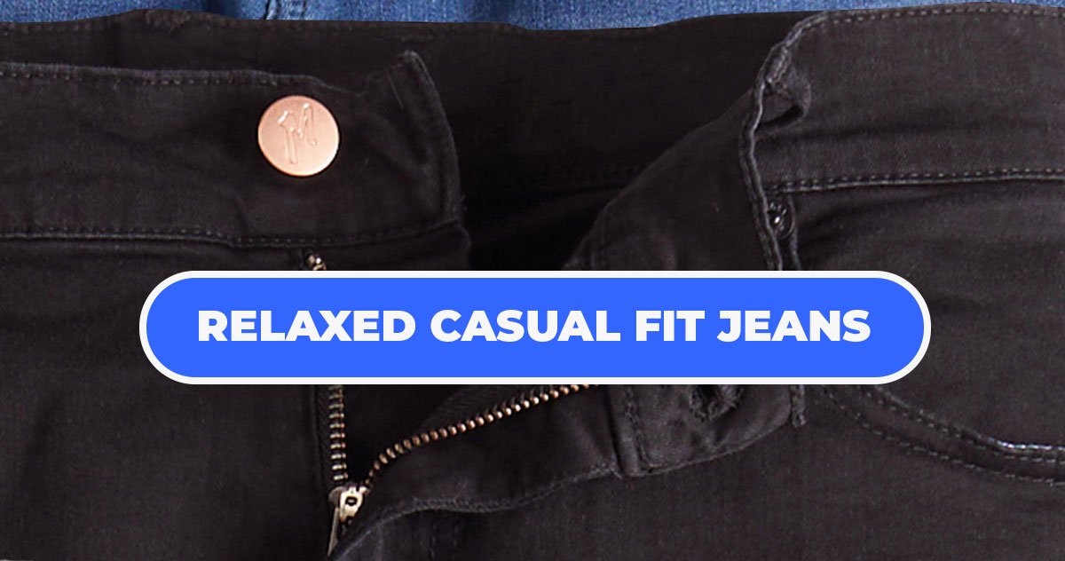 Button to shop casual fit jeans