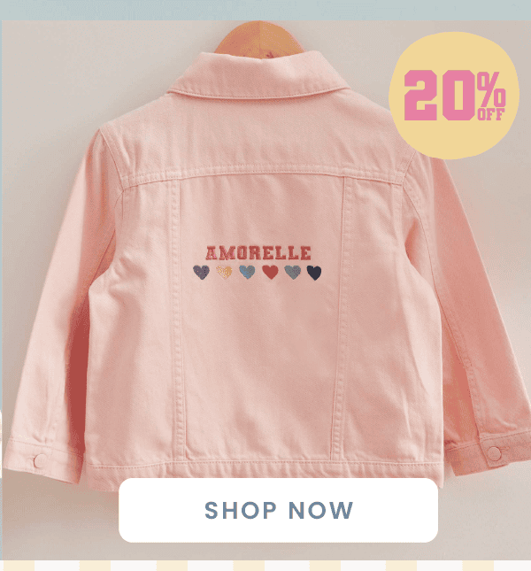 Personalised Heart Pink Denim Jacket