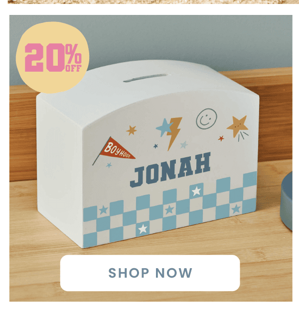 Personalised Blue Cartoon Money Box