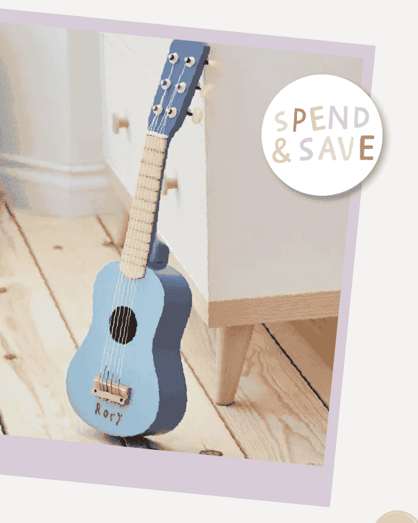 Personalised Blue Guitar Wooden Toy