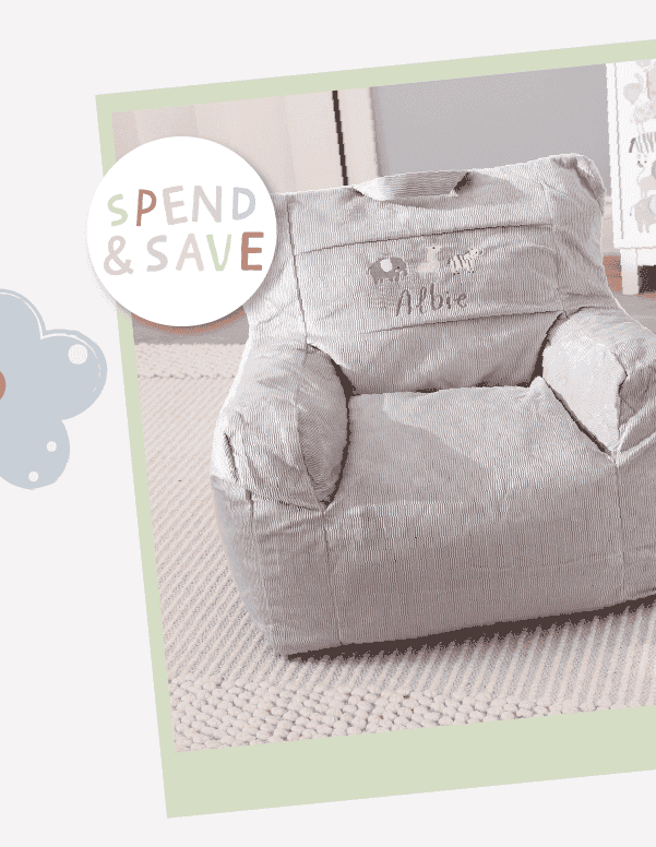 Personalised Welcome to the World Grey Bean Bag Chair