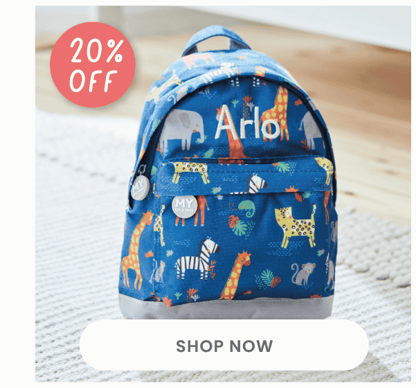 Personalised Navy Safari Print Classic Mini Backpack