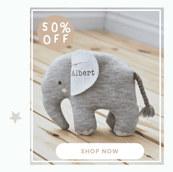 Personalised Grey Knitted Elephant Soft Toy