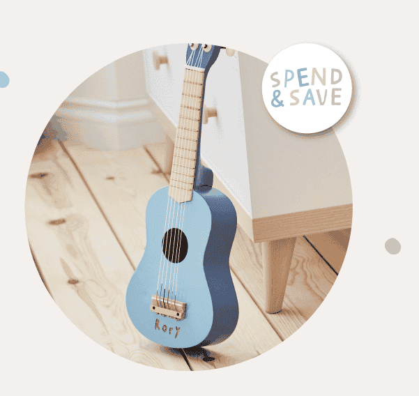 Personalised Blue Guitar Wooden Toy