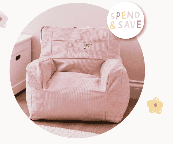 Personalised Pink Safari Cord Bean Bag Chair