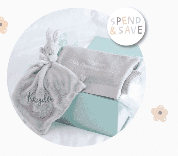 Personalised Grey New Baby Gift Set