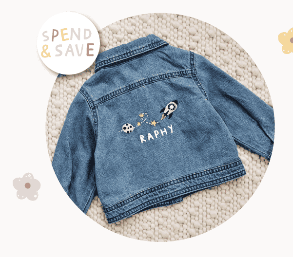 Personalised Moon & Rocket Denim Jacket