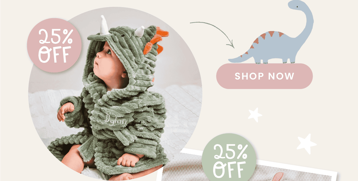 Personalised Dinosaur Ribbed Dressing Gown