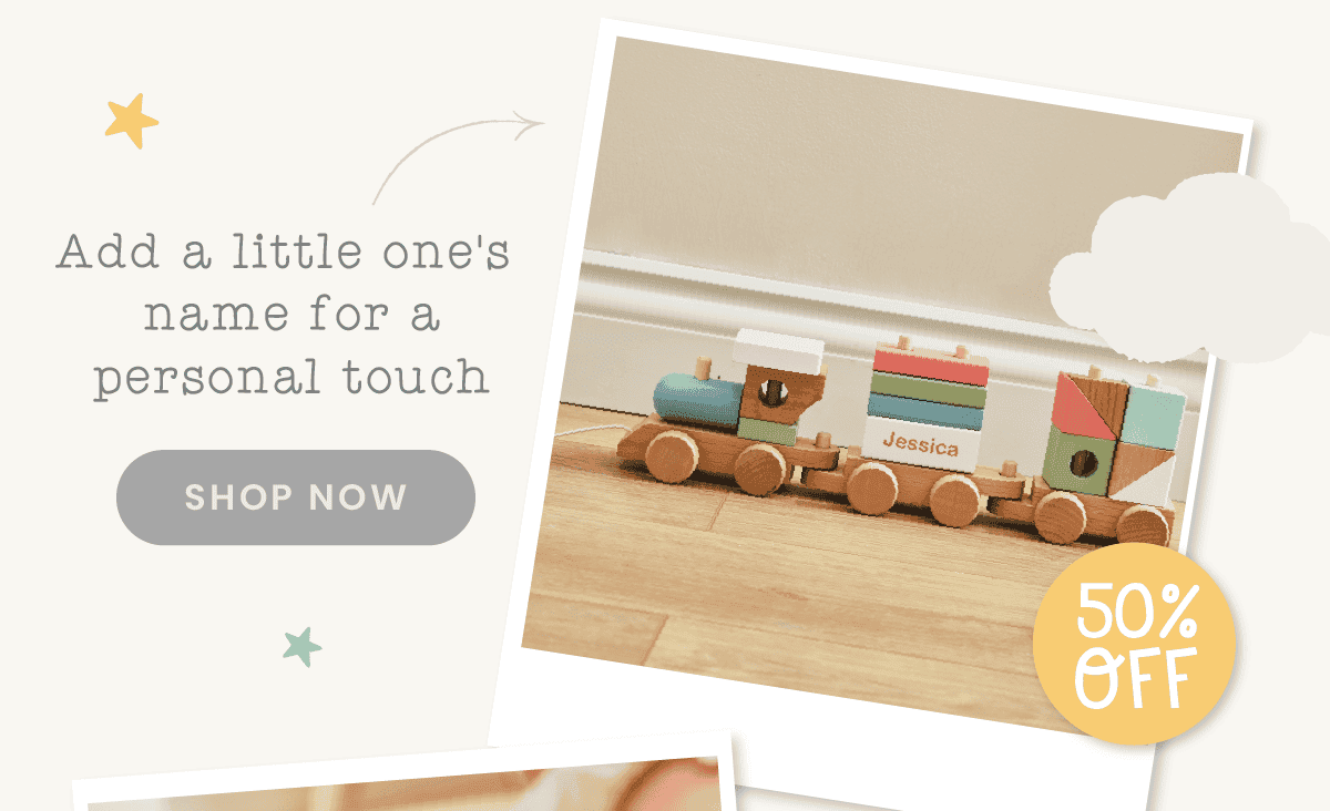 Personalised Wooden Train Pull-A-Long Toy with Blocks