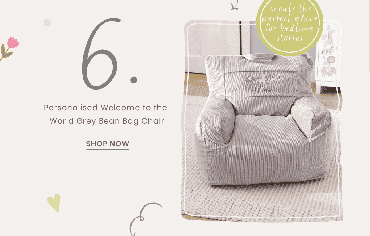 Personalised Welcome to the World Grey Bean Bag Chair