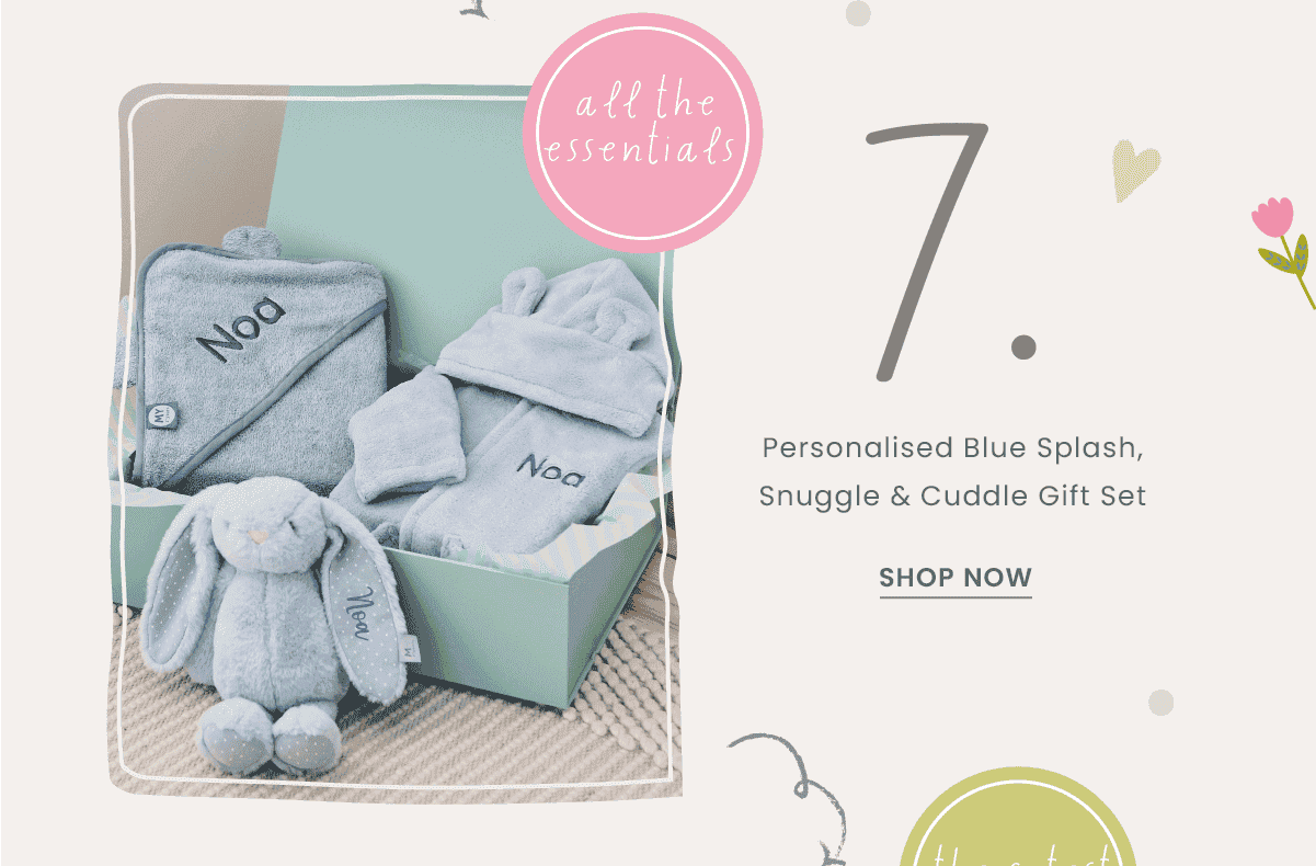 Personalised Blue Splash, Snuggle & Cuddle Gift Set