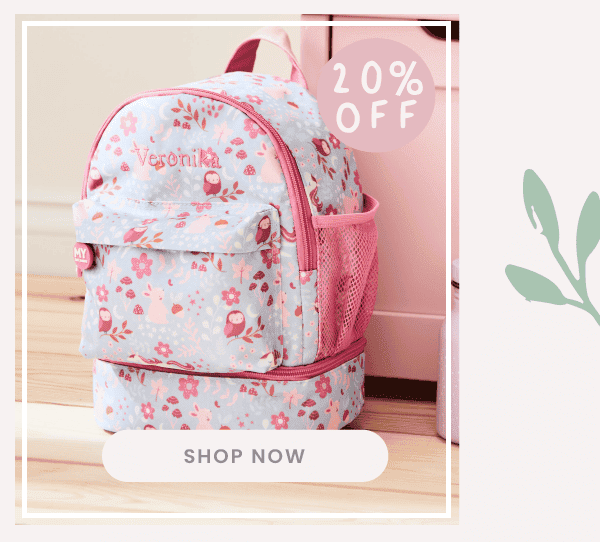 Personalised Pink and Blue Forest Mini Backpack with Compartment