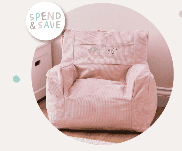 Personalised Pink Safari Cord Bean Bag Chair