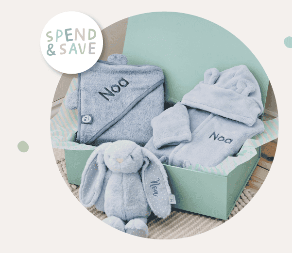 Personalised Blue Splash, Snuggle & Cuddle Gift Set