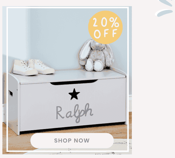 Personalised Large Grey Star Design Toy Box