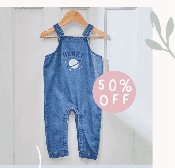 Personalised Space Denim Dungarees