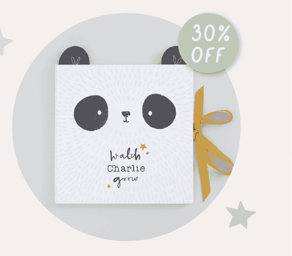 Personalised Monochrome Panda Design Baby Record Book