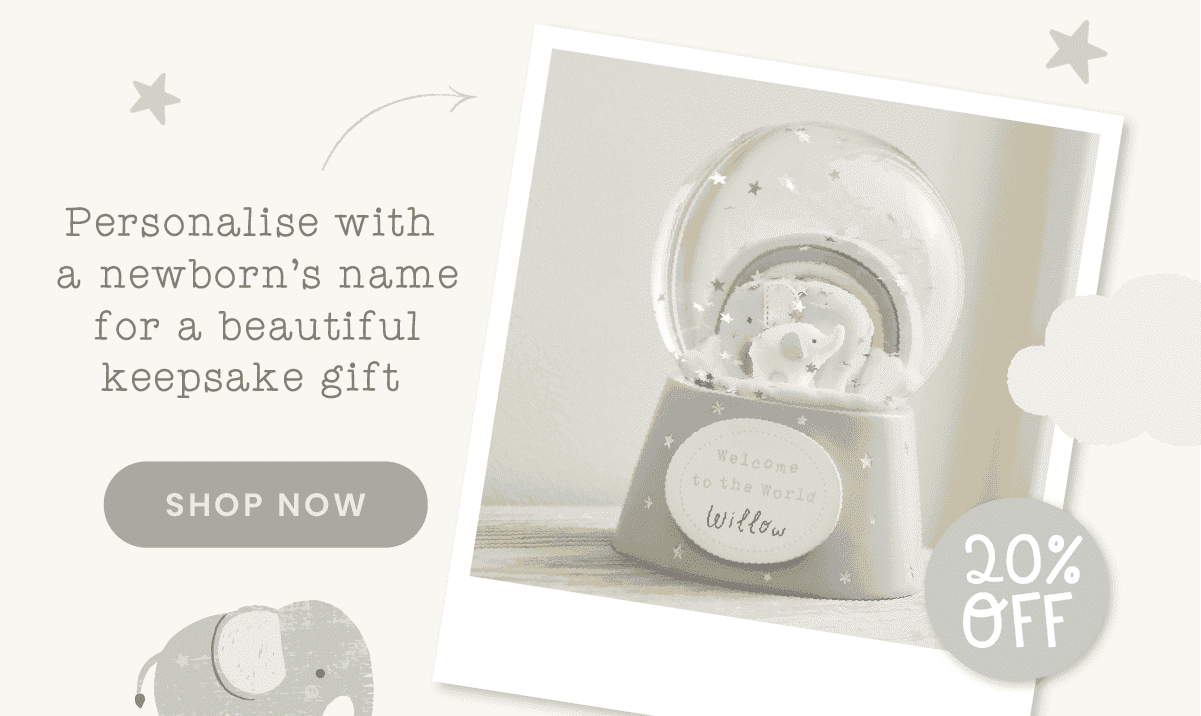 Personalised Welcome To The World Elephant Snow Globe