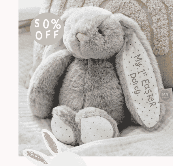 Personalised My 1st Easter Grey Bunny Soft Toy