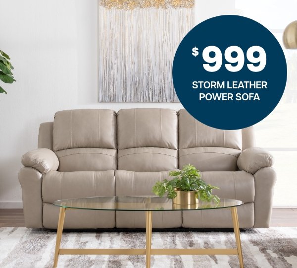 STORM LEATHER POWER SOFA