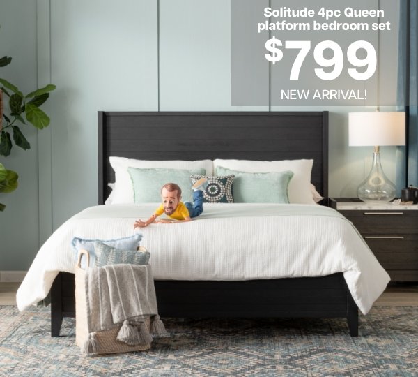 Solitude 4pc Queen platform bedroom set \t