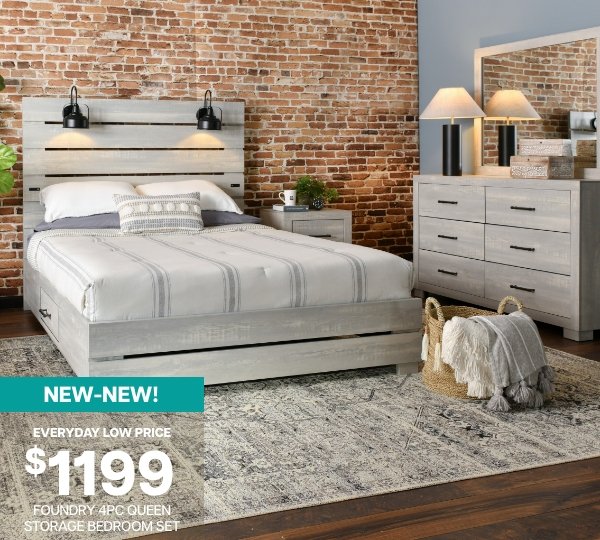 FOUNDRY 4PC QUEEN STORAGE BEDROOM SET \t