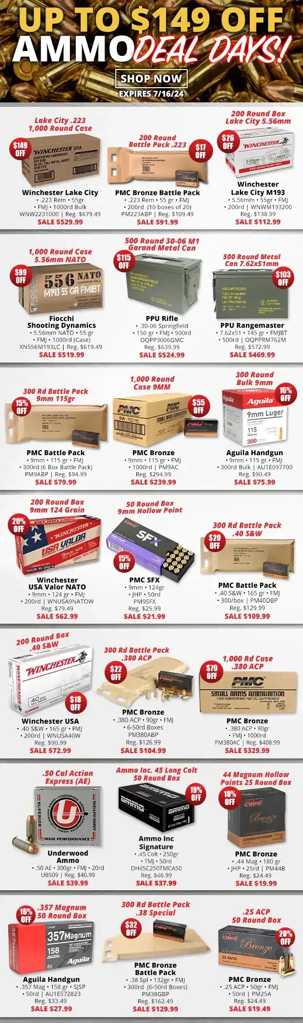 Up to \\$149 Off Ammo Deals Days!