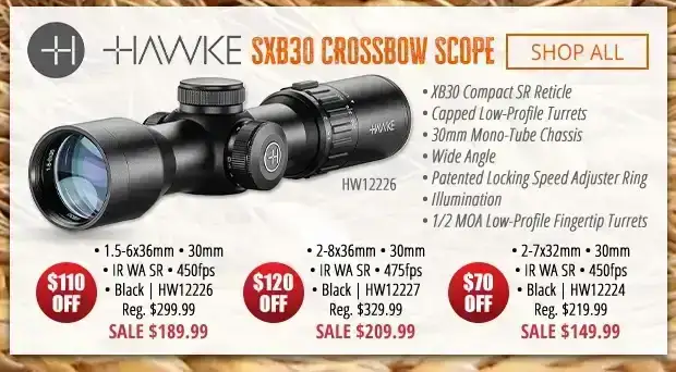 Up to \\$120 Off the Hawke SXB30 Crossbow Series Scopes