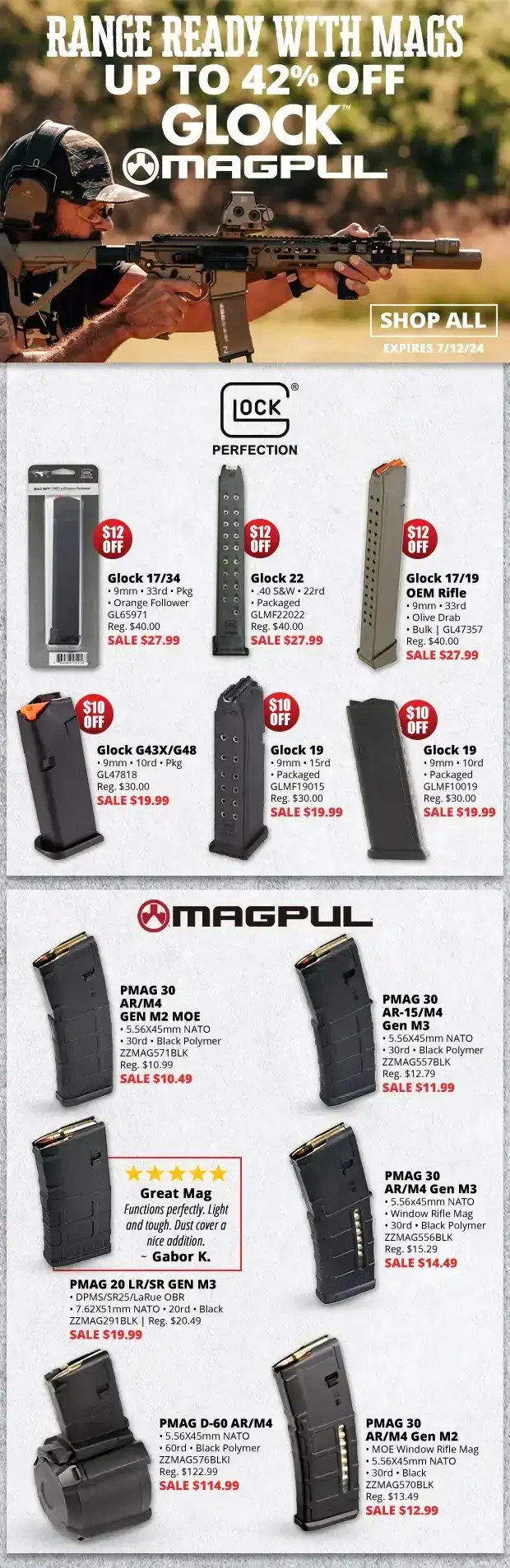 Up to 42% Off Glock & Magpul Mags!