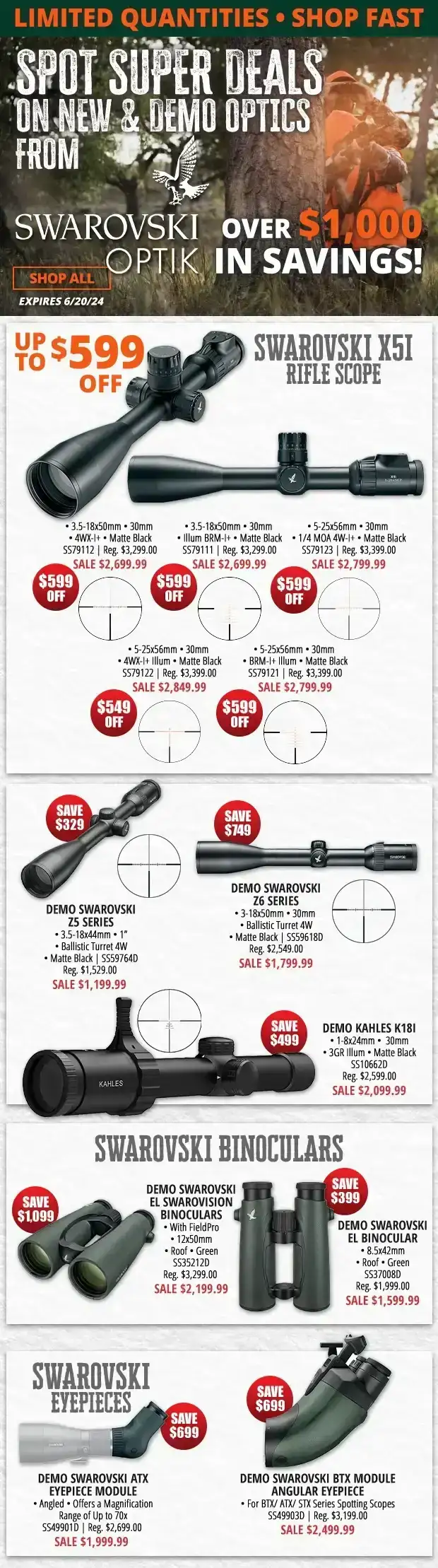 Over \\$1,000 in Savings on New & Demo Swarovski Optics!