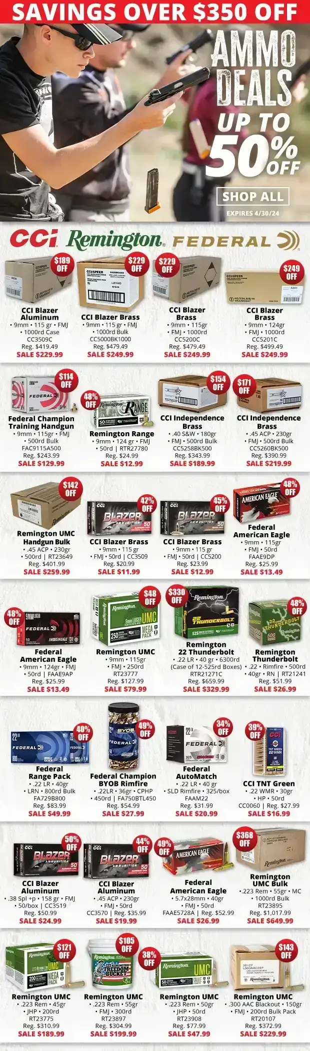 Up to 50% Off Ammo Deals!