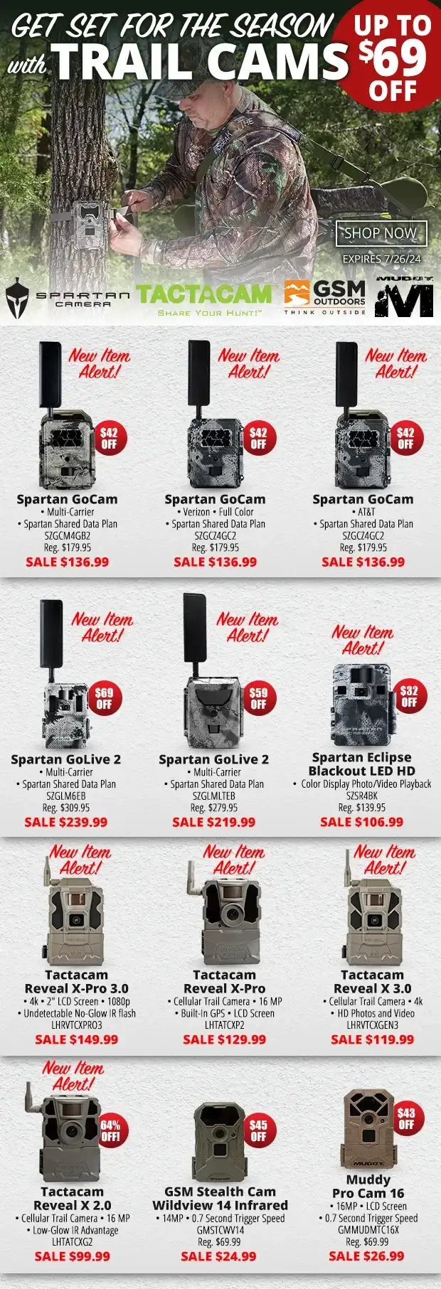 New Items in Trail Cams Up to \\$69 Off!