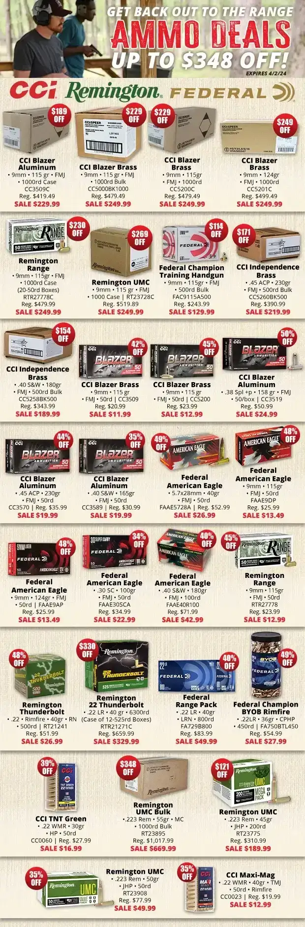 Up to \\$348 Off with Range Ready Ammo Deals!