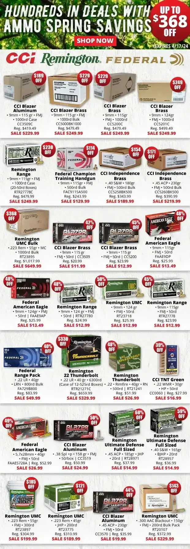 Up to \\$368 Off With Ammo Spring Savings!