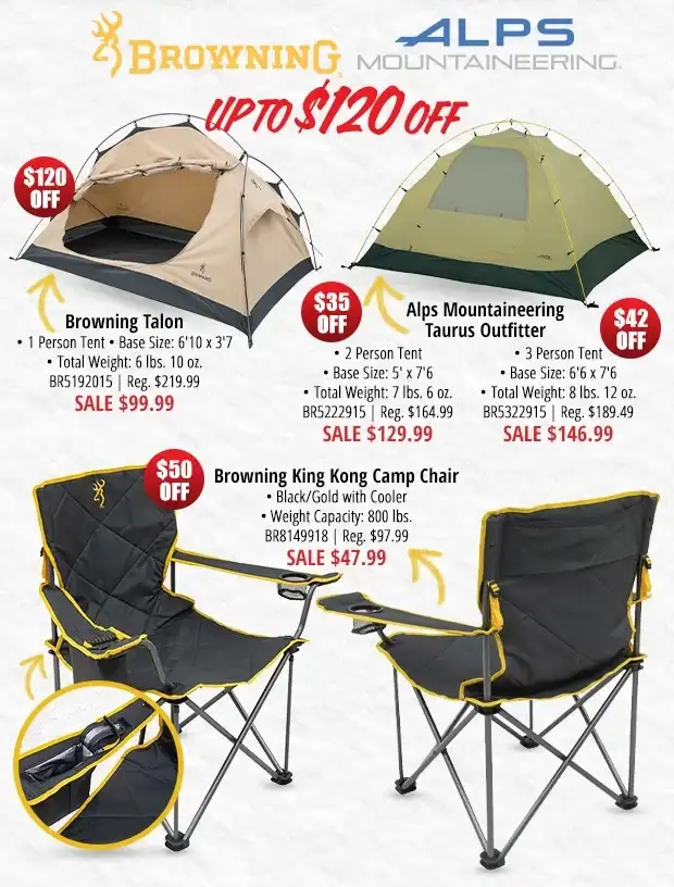 Up to \\$120 Off Top Selling Tents and Camp Furniture