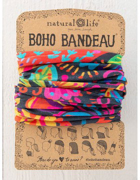 Full Boho Bandeau® Headband - Charcoal Folk Flower