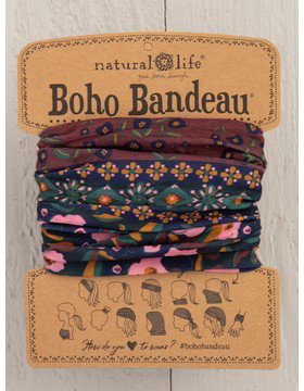 Full Boho Bandeau® Headband - Wine Floral Border