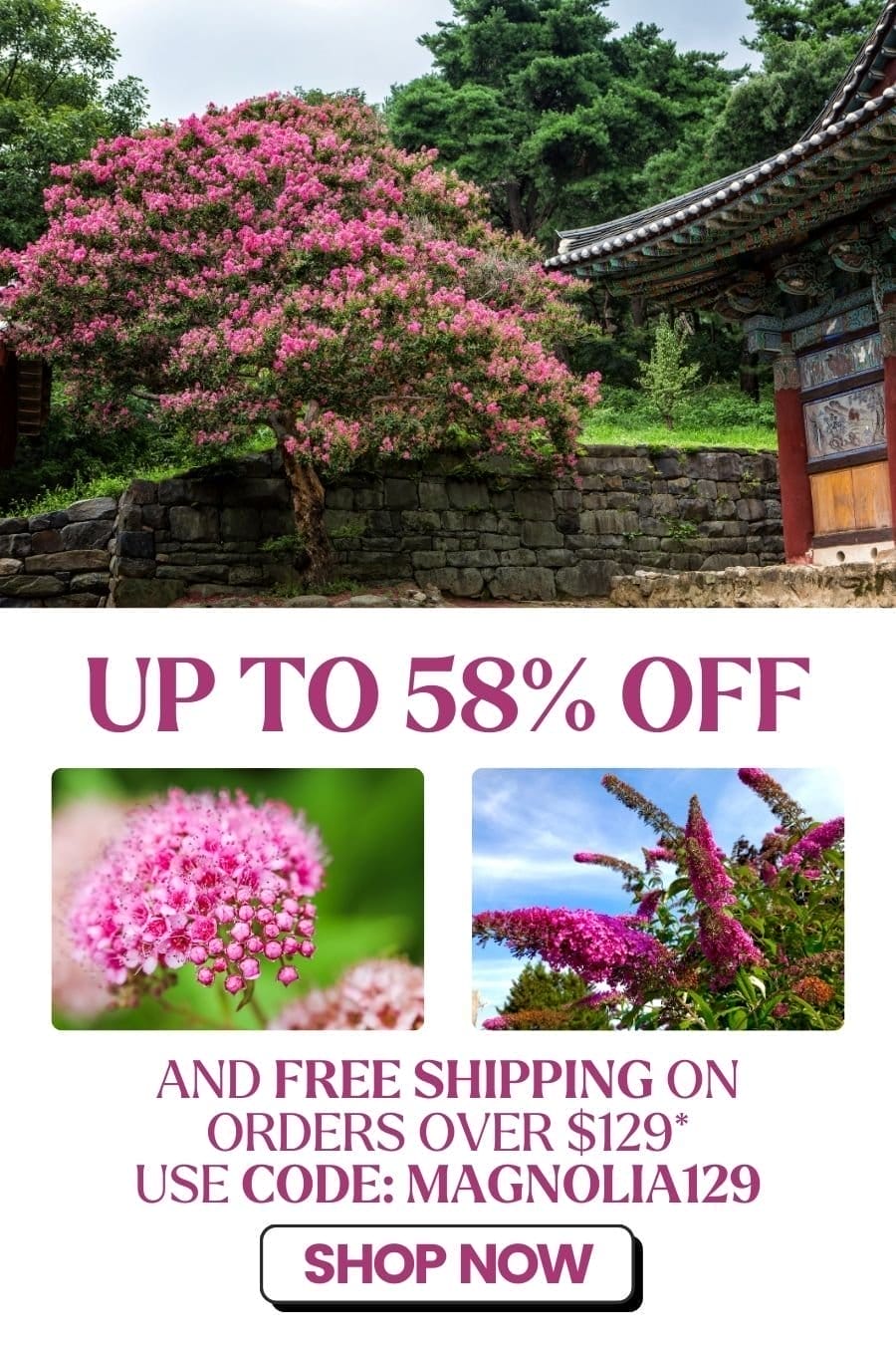 Up to 58% off favorites AND free shipping on orders over \\$129