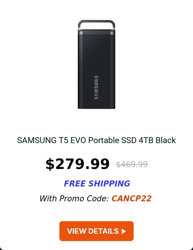 SAMSUNG T5 EVO Portable SSD 4TB Black 