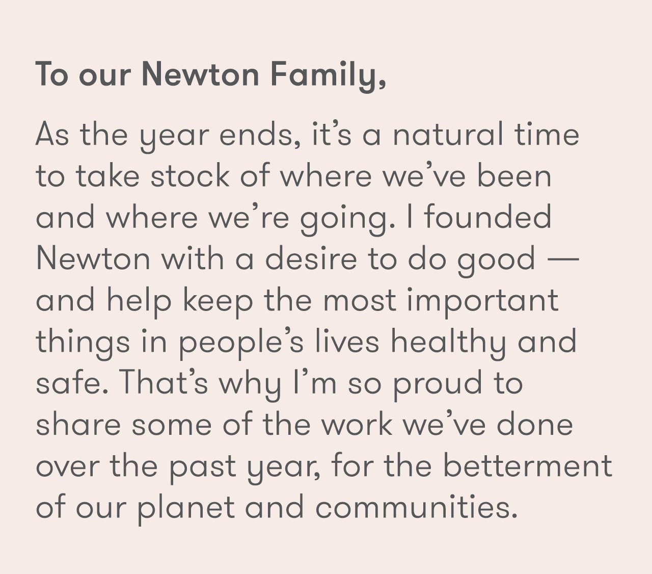 A big thank you for the work you've helped us do over the past year to better our planet and communities
