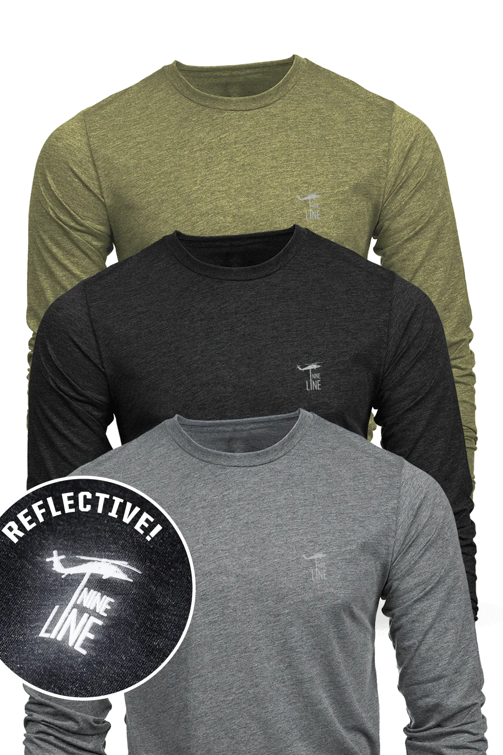 Image of Athletic Long-Sleeve T-Shirt 3-Pack - Reflective - Core