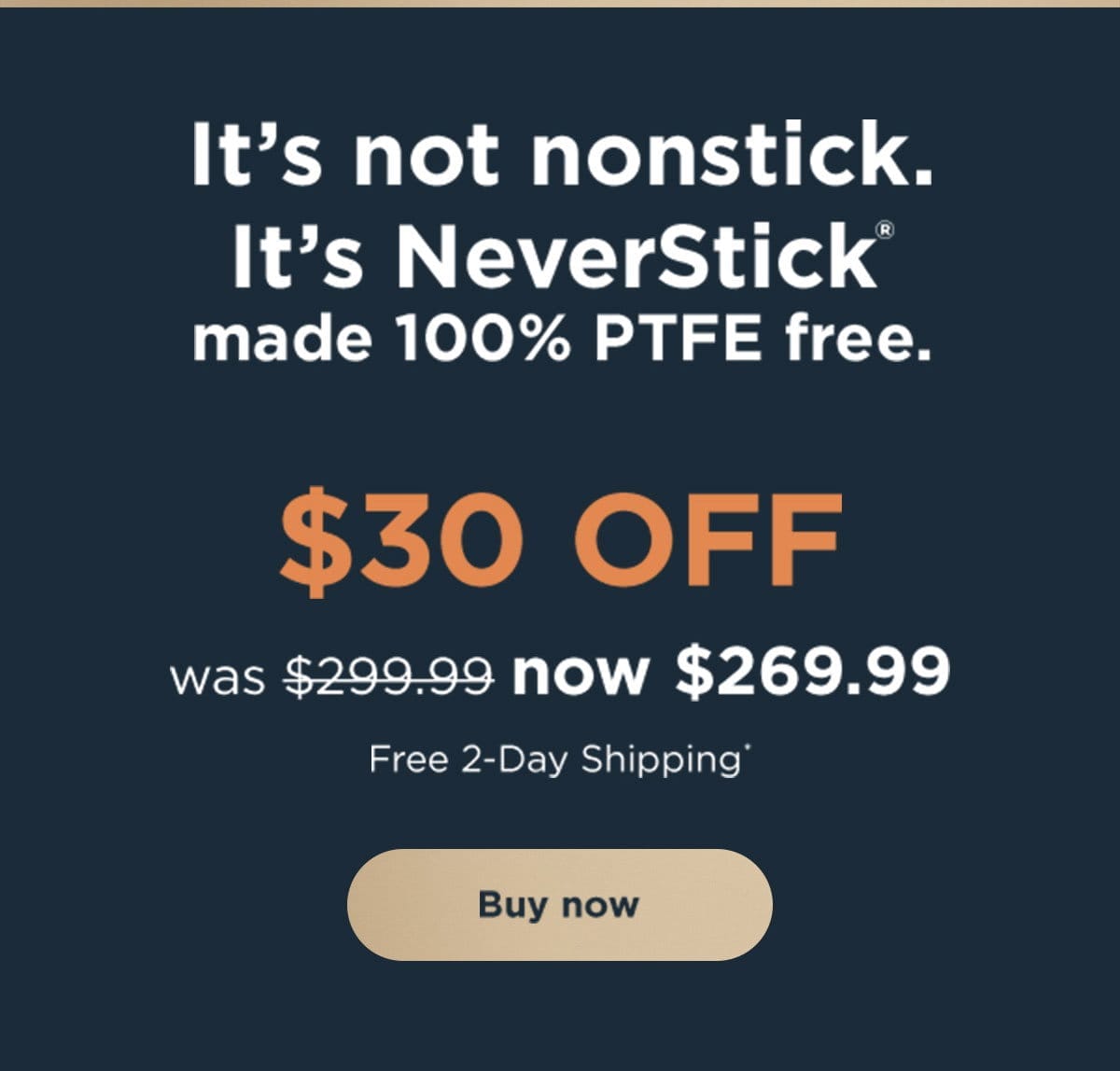 It's not nonstick. It's NeverStick made 100% PTFE free. \\$30 off